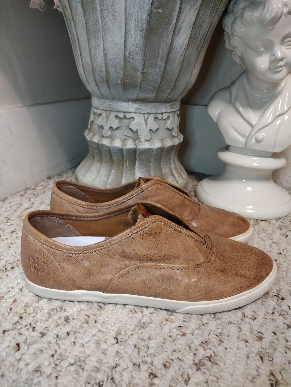 Frye Maya CVO Distressed Tan Leather Slip-On Sneakers